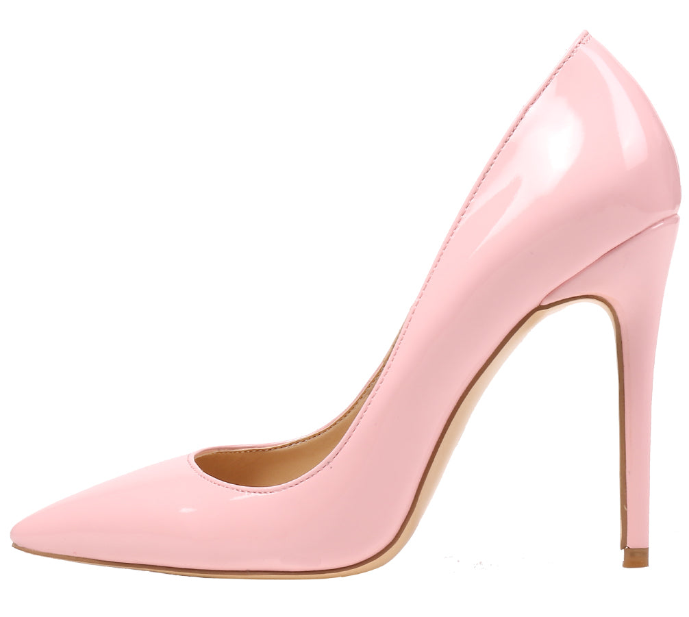 Light Pink Patent Leather Peep Toe Platform Heels