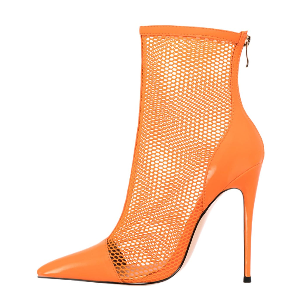 Allegra K Women's Clear Heel Pointy Toe Chunky Heels Ankle Boots Orange 9.5  : Target